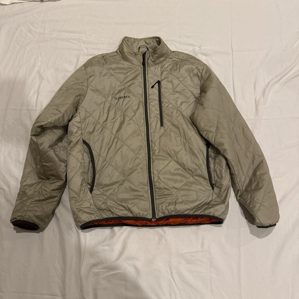 Simms Tan Puffer Jacket with Stand-up Collar